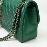 CHANEL Handbag 18S Emerald Green Caviar Quilted Classic Flap Jumbo Light Gold Hardware -Knockoff
