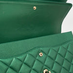 CHANEL Handbag 18S Emerald Green Caviar Quilted Classic Flap Jumbo Light Gold Hardware -Knockoff
