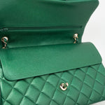 CHANEL Handbag 18S Emerald Green Caviar Quilted Classic Flap Jumbo Light Gold Hardware -Knockoff
