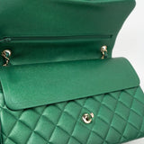 CHANEL Handbag 18S Emerald Green Caviar Quilted Classic Flap Jumbo Light Gold Hardware -Knockoff
