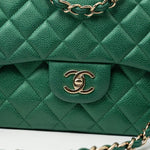 CHANEL Handbag 18S Emerald Green Caviar Quilted Classic Flap Jumbo Light Gold Hardware -Knockoff
