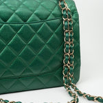 CHANEL Handbag 18S Emerald Green Caviar Quilted Classic Flap Jumbo Light Gold Hardware -Knockoff
