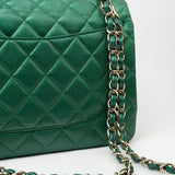 CHANEL Handbag 18S Emerald Green Caviar Quilted Classic Flap Jumbo Light Gold Hardware -Knockoff
