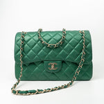 CHANEL Handbag 18S Emerald Green Caviar Quilted Classic Flap Jumbo Light Gold Hardware -Knockoff
