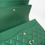 CHANEL Handbag 18S Emerald Green Caviar Quilted Classic Flap Jumbo Light Gold Hardware -Knockoff
