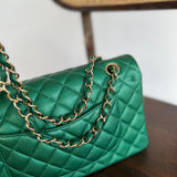 CHANEL Handbag 18S Emerald Green Caviar Quilted Classic Flap Medium Light Gold Hardware -Knockoff
