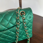 CHANEL Handbag 18S Emerald Green Caviar Quilted Classic Flap Medium Light Gold Hardware -Knockoff
