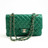 CHANEL Handbag 18S Emerald Green Caviar Quilted Classic Flap Medium Light Gold Hardware -Knockoff
