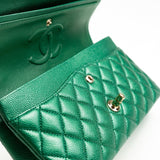 CHANEL Handbag 18S Emerald Green Caviar Quilted Classic Flap Medium Light Gold Hardware -Knockoff
