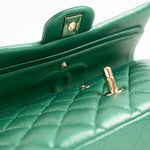 CHANEL Handbag 18S Emerald Green Caviar Quilted Classic Flap Medium Light Gold Hardware -Knockoff
