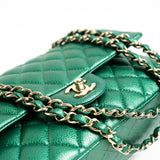 CHANEL Handbag 18S Emerald Green Caviar Quilted Classic Flap Medium Light Gold Hardware -Knockoff
