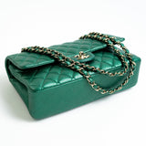 CHANEL Handbag 18S Emerald Green Caviar Quilted Classic Flap Medium Light Gold Hardware -Knockoff
