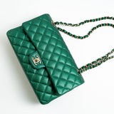 CHANEL Handbag 18S Emerald Green Caviar Quilted Classic Flap Medium Light Gold Hardware -Knockoff
