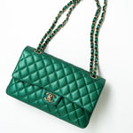 CHANEL Handbag 18S Emerald Green Caviar Quilted Classic Flap Medium Light Gold Hardware -Knockoff
