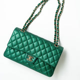 CHANEL Handbag 18S Emerald Green Caviar Quilted Classic Flap Medium Light Gold Hardware -Knockoff
