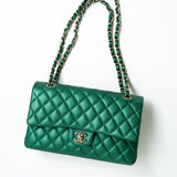 CHANEL Handbag 18S Emerald Green Caviar Quilted Classic Flap Medium Light Gold Hardware -Knockoff
