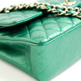 CHANEL Handbag 18S Emerald Green Caviar Quilted Classic Flap Medium Light Gold Hardware -Knockoff
