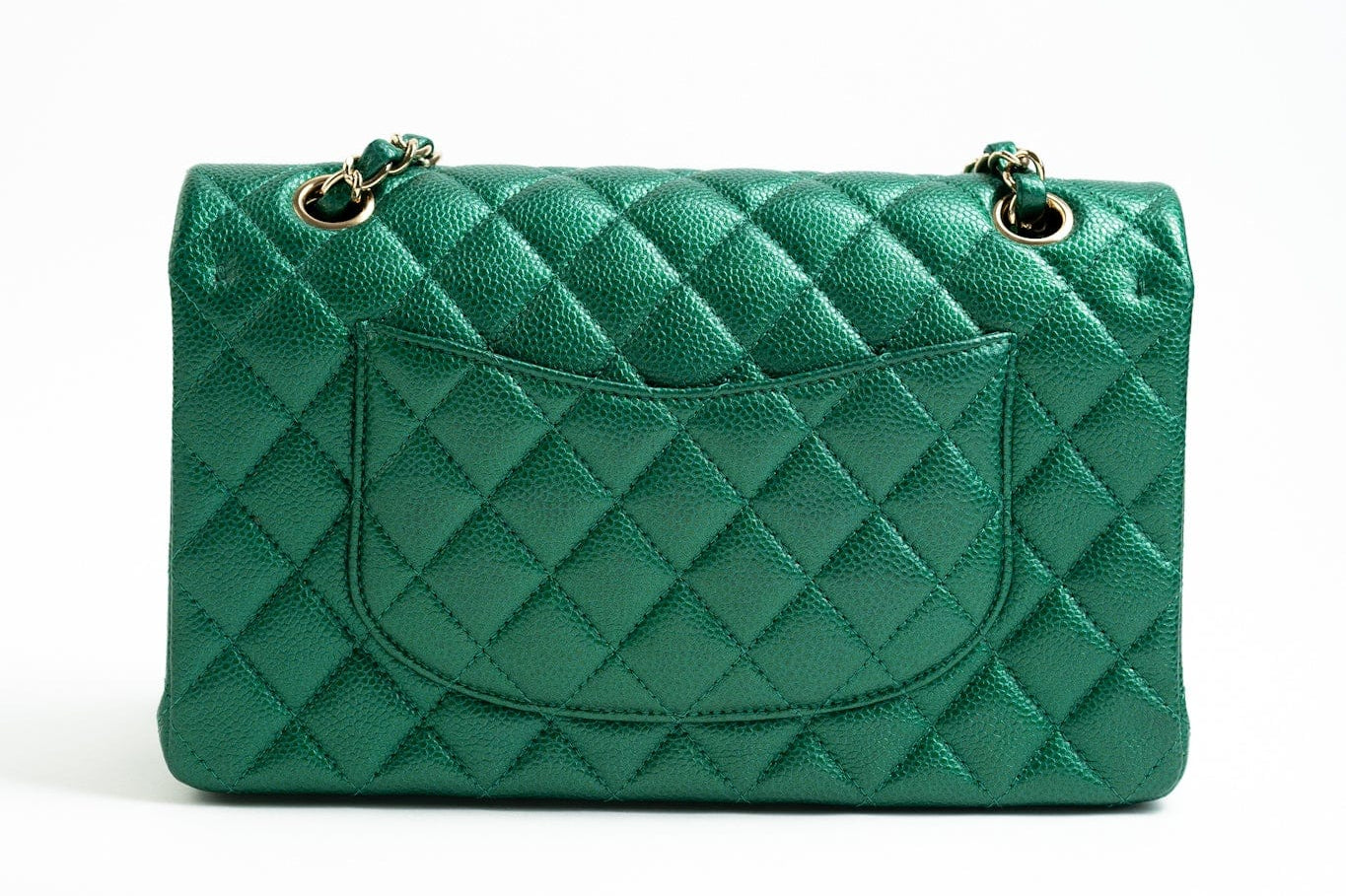 CHANEL Handbag 18S Emerald Green Caviar Quilted Classic Flap Medium Light Gold Hardware -Knockoff
