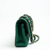 CHANEL Handbag 18S Emerald Green Caviar Quilted Classic Flap Medium Light Gold Hardware -Knockoff
