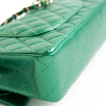 CHANEL Handbag 18S Emerald Green Caviar Quilted Classic Flap Medium Light Gold Hardware -Knockoff
