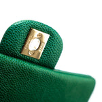 CHANEL Handbag 18S Emerald Green Caviar Quilted Mini Square Light Gold Hardware -Knockoff
