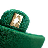 CHANEL Handbag 18S Emerald Green Caviar Quilted Mini Square Light Gold Hardware -Knockoff
