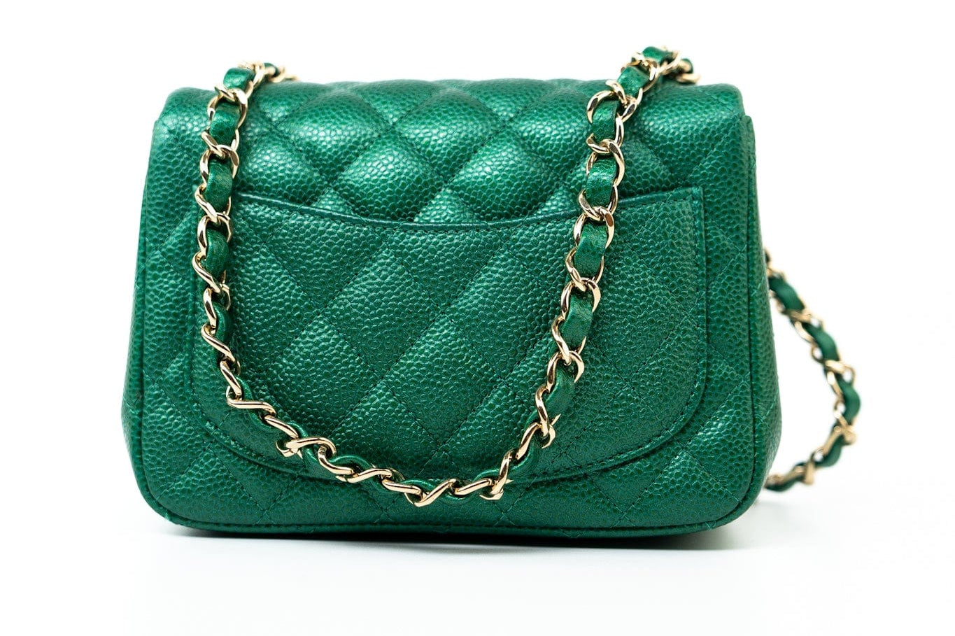 CHANEL Handbag 18S Emerald Green Caviar Quilted Mini Square Light Gold Hardware -Knockoff
