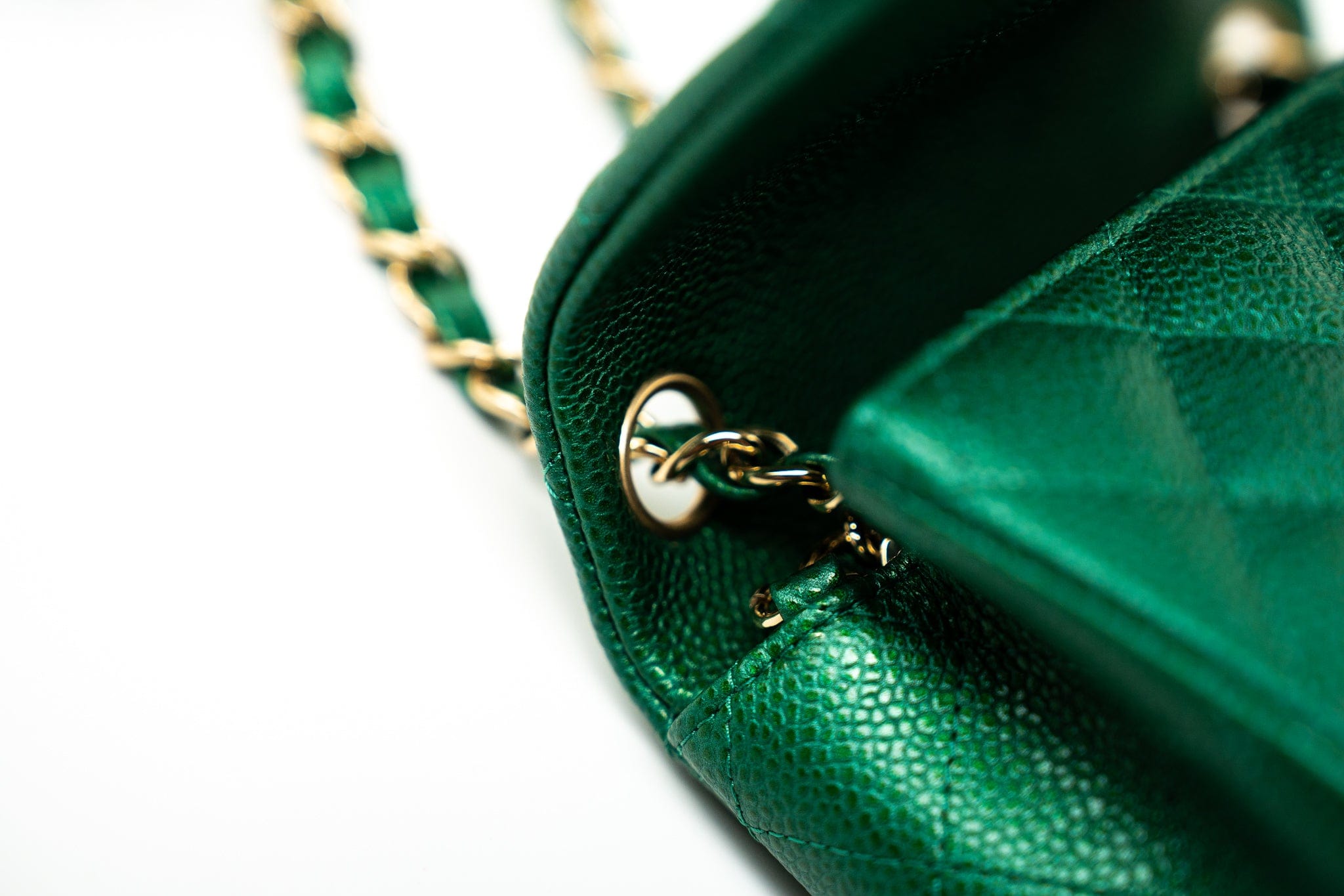 CHANEL Handbag 18S Emerald Green Caviar Quilted Mini Square Light Gold Hardware -Knockoff
