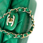 CHANEL Handbag 18S Emerald Green Caviar Quilted Mini Square Light Gold Hardware -Knockoff
