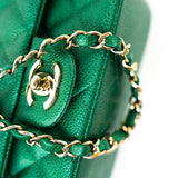 CHANEL Handbag 18S Emerald Green Caviar Quilted Mini Square Light Gold Hardware -Knockoff
