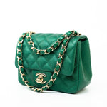 CHANEL Handbag 18S Emerald Green Caviar Quilted Mini Square Light Gold Hardware -Knockoff
