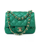 CHANEL Handbag 18S Emerald Green Caviar Quilted Mini Square Light Gold Hardware -Knockoff
