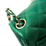 CHANEL Handbag 18S Emerald Green Caviar Quilted Mini Square Light Gold Hardware -Knockoff
