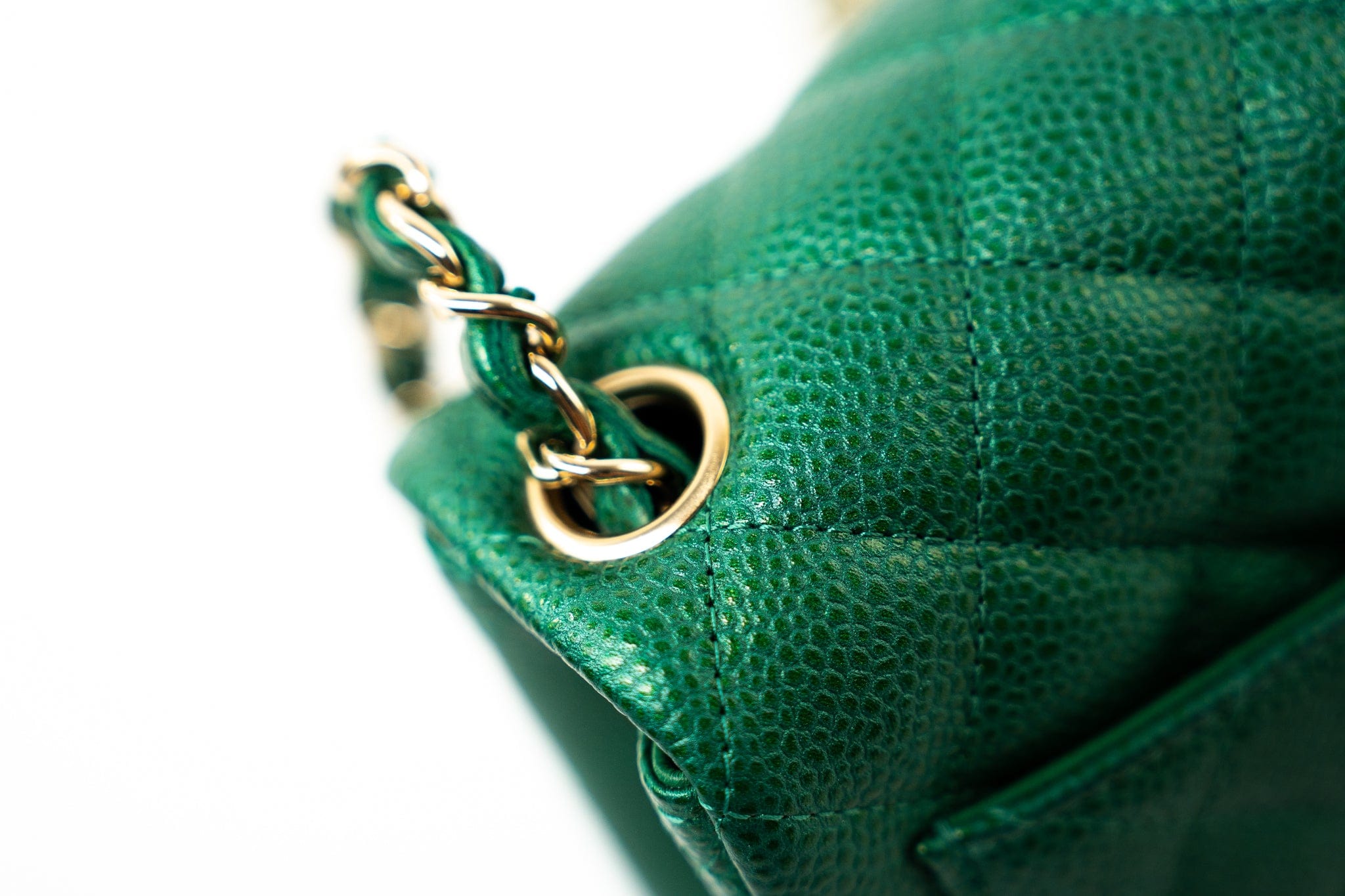 CHANEL Handbag 18S Emerald Green Caviar Quilted Mini Square Light Gold Hardware -Knockoff
