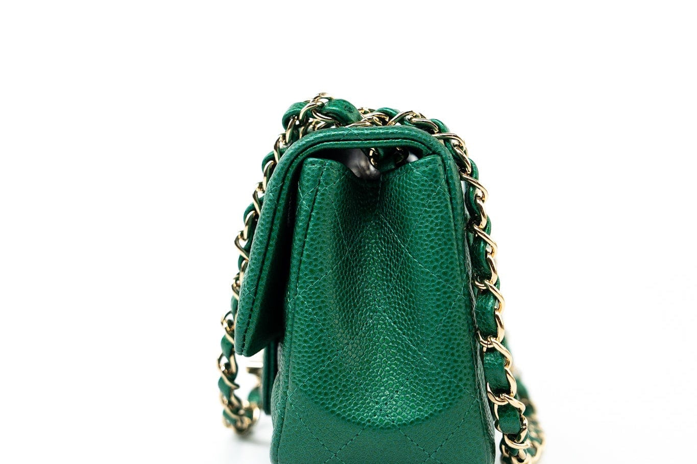 CHANEL Handbag 18S Emerald Green Caviar Quilted Mini Square Light Gold Hardware -Knockoff
