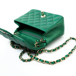 CHANEL Handbag 18S Emerald Green Caviar Quilted Mini Square Light Gold Hardware -Knockoff
