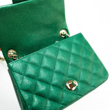 CHANEL Handbag 18S Emerald Green Caviar Quilted Mini Square Light Gold Hardware -Knockoff
