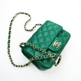 CHANEL Handbag 18S Emerald Green Caviar Quilted Mini Square Light Gold Hardware -Knockoff
