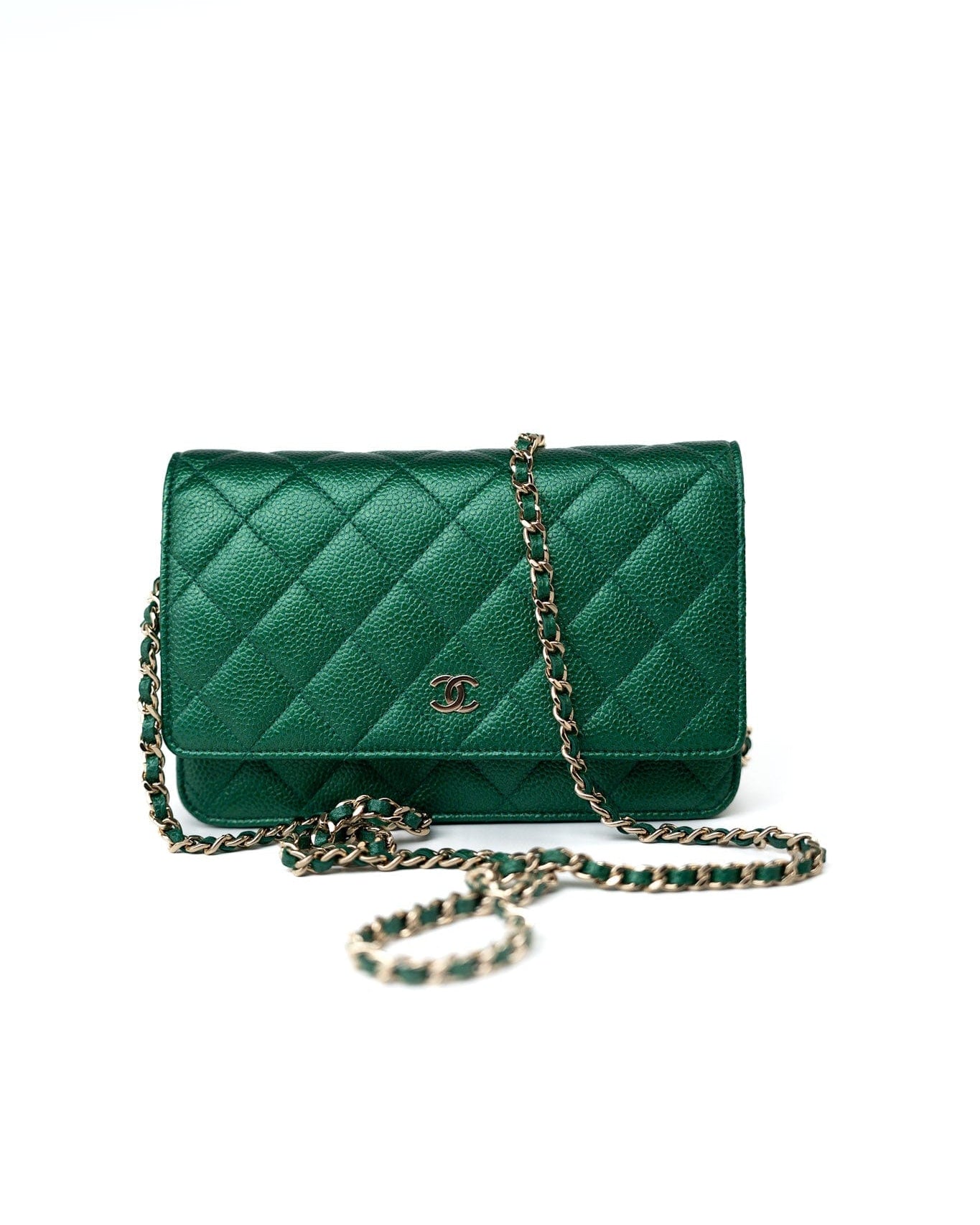 CHANEL Handbag 18S Emerald Green Caviar Quilted Wallet on Chain (WOC) -Knockoff
