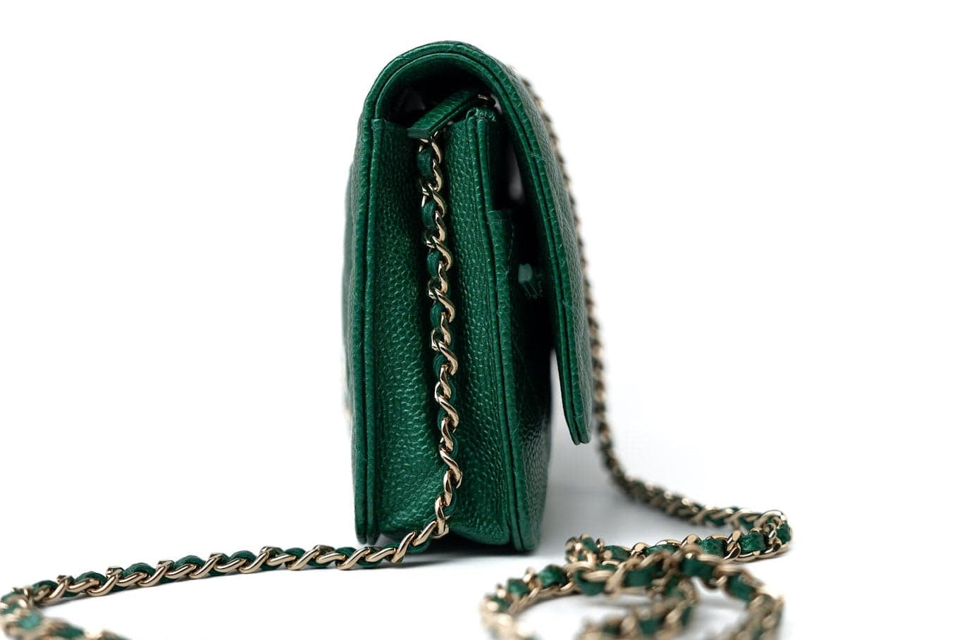 CHANEL Handbag 18S Emerald Green Caviar Quilted Wallet on Chain (WOC) -Knockoff
