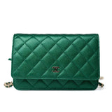 CHANEL Handbag 18S Emerald Green Caviar Quilted Wallet on Chain (WOC) -Knockoff
