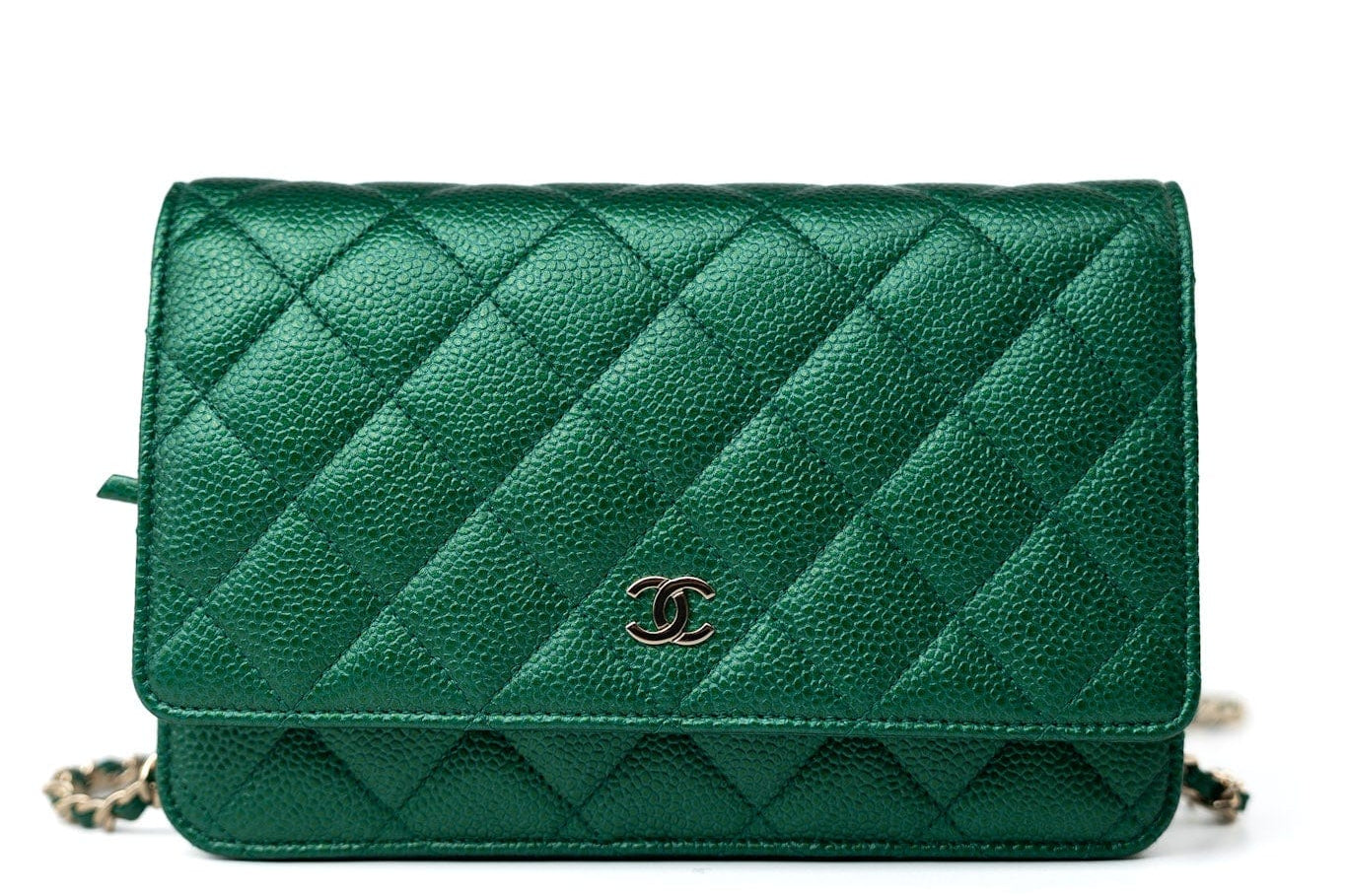 CHANEL Handbag 18S Emerald Green Caviar Quilted Wallet on Chain (WOC) -Knockoff
