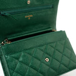 CHANEL Handbag 18S Emerald Green Caviar Quilted Wallet on Chain (WOC) -Knockoff
