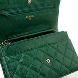 CHANEL Handbag 18S Emerald Green Caviar Quilted Wallet on Chain (WOC) -Knockoff
