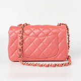 CHANEL Handbag 18S Pink Caviar Quilted Mini Rectangular Flap Light Gold Hardware -Knockoff
