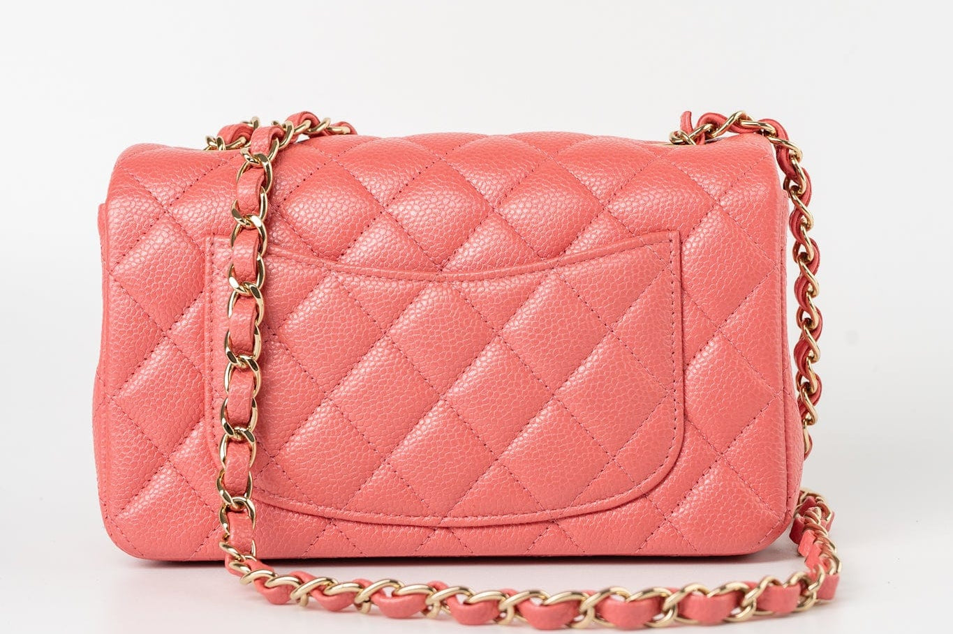 CHANEL Handbag 18S Pink Caviar Quilted Mini Rectangular Flap Light Gold Hardware -Knockoff
