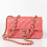 CHANEL Handbag 18S Pink Caviar Quilted Mini Rectangular Flap Light Gold Hardware -Knockoff
