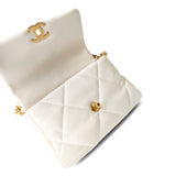 CHANEL Handbag 19 / White White Lambskin Quilted 19 Flap Small Mixed Hardware -Knockoff
