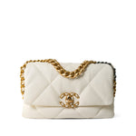 CHANEL Handbag 19 / White White Lambskin Quilted 19 Flap Small Mixed Hardware -Knockoff
