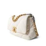 CHANEL Handbag 19 / White White Lambskin Quilted 19 Flap Small Mixed Hardware -Knockoff
